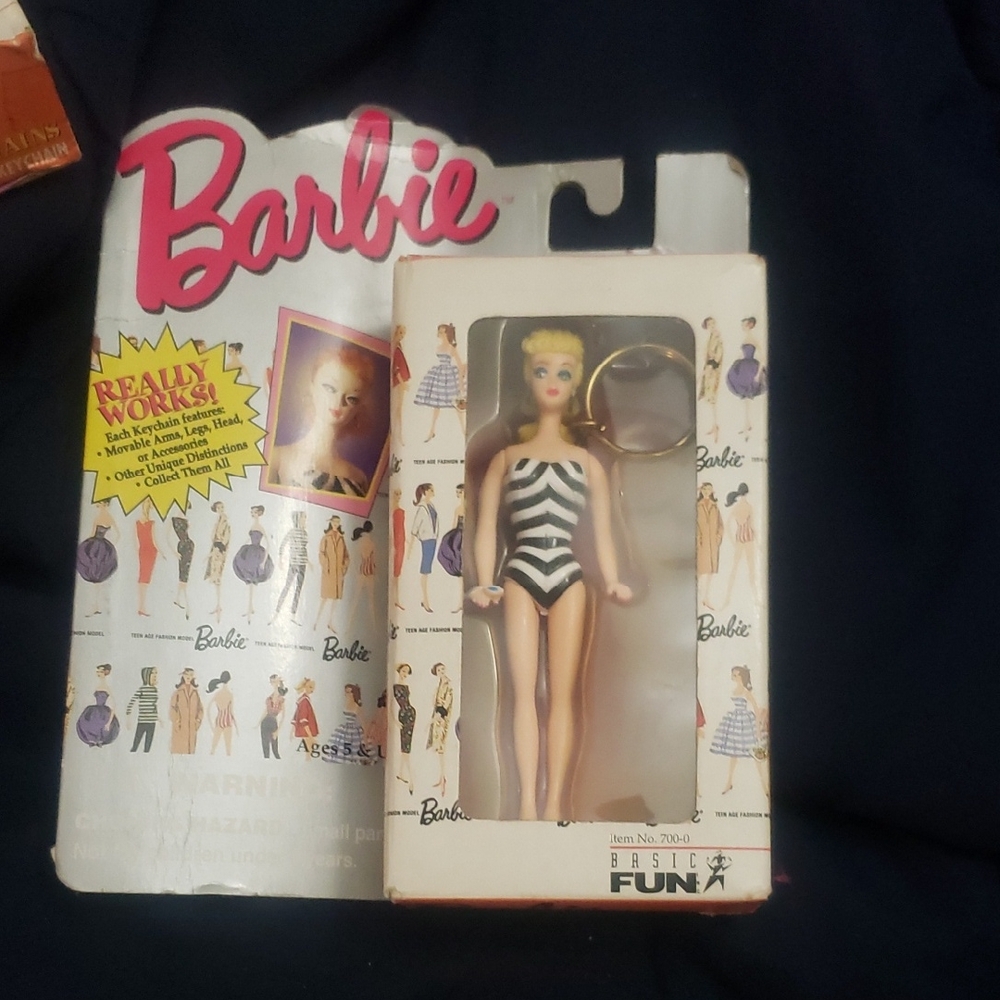 Barbie Black and White Striped Keychain